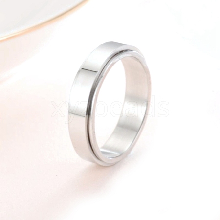 Rotating 201 Stainless Steel Finger Rings for Men Women PW-WGF9BE0-06-1