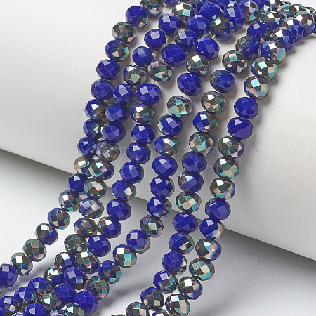 Electroplate Opaque Solid Color Glass Beads Strands EGLA-A034-P4mm-J04-1