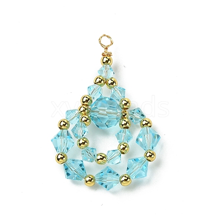 Imitation Austrian Crystal Beads with Eco-Friendly Copper Wire and Brass Beads Pendants PALLOY-JF03285-03-1