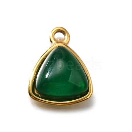 Natural Green Onyx Agate(Dyed and Heated) Triangle Charms STAS-D310-02G-04-1