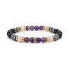 Round Gemstone Stretch Bracelets Sets BJEW-JB09130-4