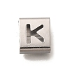 Letter Style 304 Stainless Steel Square Slide Charms STAS-L132-17K-1