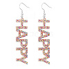 Bling Acrylic Word Happy Dangle Earrings GIPO-PW0001-017G-1