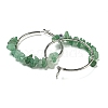 Alloy with Copper Wire Natural Aventurine Hoop Earrings EJEW-Q388-01C-2