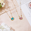 DICOSMETIC 8Pcs 4 Colors Brass Cubic Zirconia 2-Loop Pendants KK-DC0003-51-4