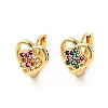 Cubic Zirconia Heart with Star Hoop Earrings EJEW-G312-15G-01-2