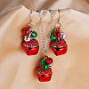 Christmas Bell Alloy Rhinestone Pendant Necklaces & Dangle Earrings Sets WG37E36-03-2