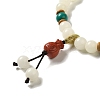 Synthetic Turquoise & White Jade Bodhi Root Beaded Stretch Bracelet with Cinnabar Lucky Bag Charm BJEW-B080-02-2