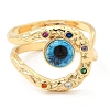 Resin Evil Eye Open Cuff Ring with Cubic Zirconia RJEW-E069-02G-01-2