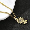 Brass Micro Pave Clear Cubic Zirconia Sunflower Pendant Necklaces for Women NJEW-A039-01A-G-3