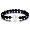 Natural Dyed & Heated Black Agate Stretch Bracelet PW-WG14959-04-1