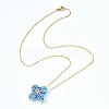 Star Glass Seed Pendant Necklace NJEW-MZ00082-02-4