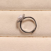 Flower Brass Micro Pave Clear Cubic Zirconia with Natural Freshwater Pearl Finger Ring WG8FE37-03-1