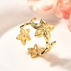 Flower 201 Stainless Steel Open Cuff Ring for Women RJEW-A053-02F-G-1