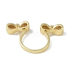 Rack Plating Brass Micro Pave Cubic Zirconia Bowknot Open Cuff Rings for Women RJEW-C088-03G-3