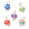 5Pcs 5 Colors Striped Resin Round Connector Charms PALLOY-JF03104-1