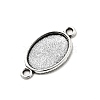 Tibetan Style Alloy Flat Oval Cabochon Connector Settings TIBE-M022-06AS-3