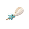 Cowrie Shell & Synthetic Turquoise Starfish Pendants PALLOY-JF03407-01-4