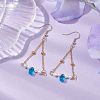 Triangle Iron Chain and Glass Dangle Earrings EJEW-JE05963-03-2