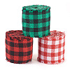 3 Rolls 3 Colors Tartan Cotton Linen Frayed Ribbon OCOR-TAC0035-11A-3