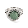 Natural Green Aventurine Round Adjustable Rings RJEW-K271-02P-05-2