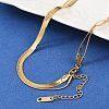 316 Stainless Steel Round Snake and Herringbone Chains Double Layer Necklace for Women Men NJEW-C025-01G-1