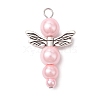 Pearlized Glass Pearl Bead Pendants PALLOY-JF03204-03-3