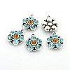 Antique Silver Plated Alloy Rhinestone Flower Pendants ALRI-N016-04-2