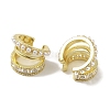 Rack Plating Brass Pave Clear Cubic Zirconia 3-Strand Cuff Earrings for Women EJEW-P280-04G-2