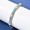 Brass Micro Pave Clear Cubic Zirconia Link Chain Bracelets for Women BJEW-H639-04G-5
