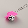 Resin Hat with Plastic Disco Ball Pendant with Ball Chains for Car Mirror Hanging Accessories NJEW-WH0002-20-2