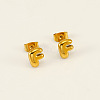 Chunk Letter 304 Stainless Steel Stud Earrings for Women EJEW-G386-01F-G-1