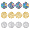 DICOSMETIC 12Pcs 3 Colors Ion Plating(IP) 304 Stainless Steel Pendants STAS-DC0013-99-1