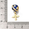 Brass Blue Enamel European Dangle Charms KK-M101-09G-3