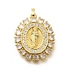 Religion Themed Rack Plating Brass Micro Pave Cubic Zirconia Pendants KK-L226-007G-03-1