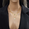304 Stainless Steel Cable & Herringbone Chains Double Layer Necklace NJEW-C022-03G-6