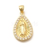 Religion Themed Rack Plating Brass Micro Pave Cubic Zirconia Pendants KK-L226-007G-21-1