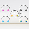 5Pcs 316L Surgical Stainless Steel & Striped Acrylic Round Ball Circular/Horseshoe Barbell Nose Rings WG9532E-06-1