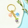 Flower Glass & Polymer Clay Pendant Keychain KEYC-JKC00639-02-2