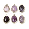 Natural Amethyst Faceted Connector Charms G-K347-11G-05-1