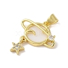 Rack Plating Planet Brass Clear Cubic Zirconia Synthetic Shell Pendants KK-S380-14G-2