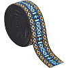 Ethnic Style Jacquard Polyester Ribbons SRIB-WH0011-030-1