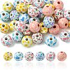 35Pcs 7 Colors Wood European Beads WOOD-FS0001-17-1