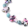 Baking Paint Synthetic Turquoise Cross & Round Beads Stretch Bracelets for Men Women BJEW-JB12341-03-3