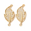 Brass Micro Pave Clear Cubic Zirconia Connector Charms CU-CBA4579-13G-1