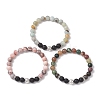 3Pcs Natural Mixed Gemstone Stretch Bracelets Sets BJEW-JB10954-1