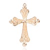 Golden Plated Alloy Rhinestone Cross Big Pendants RB-J109-01G-2