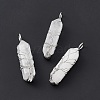 Natural Quartz Crystal Copper Wire Wrapped Pointed Pendants G-F733-05G-1