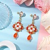 Handmade Glass Seed Beads and Glass Pearl Round Stud Earrings EJEW-MZ00280-03-4