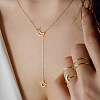 Alloy Cable Chain Moon & Star Lariat Necklaces for Women WG67D60-01-2